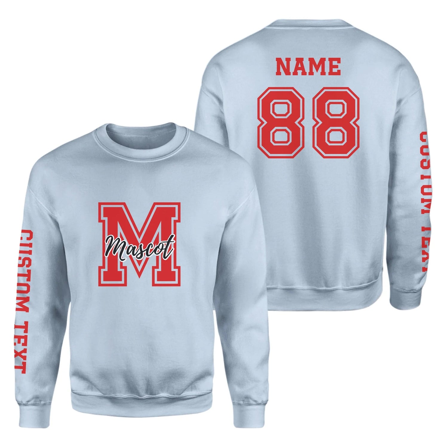 Custom School Mascot on a Sweatshirt With Large Initial and Mascot Name on a Sweatshirt