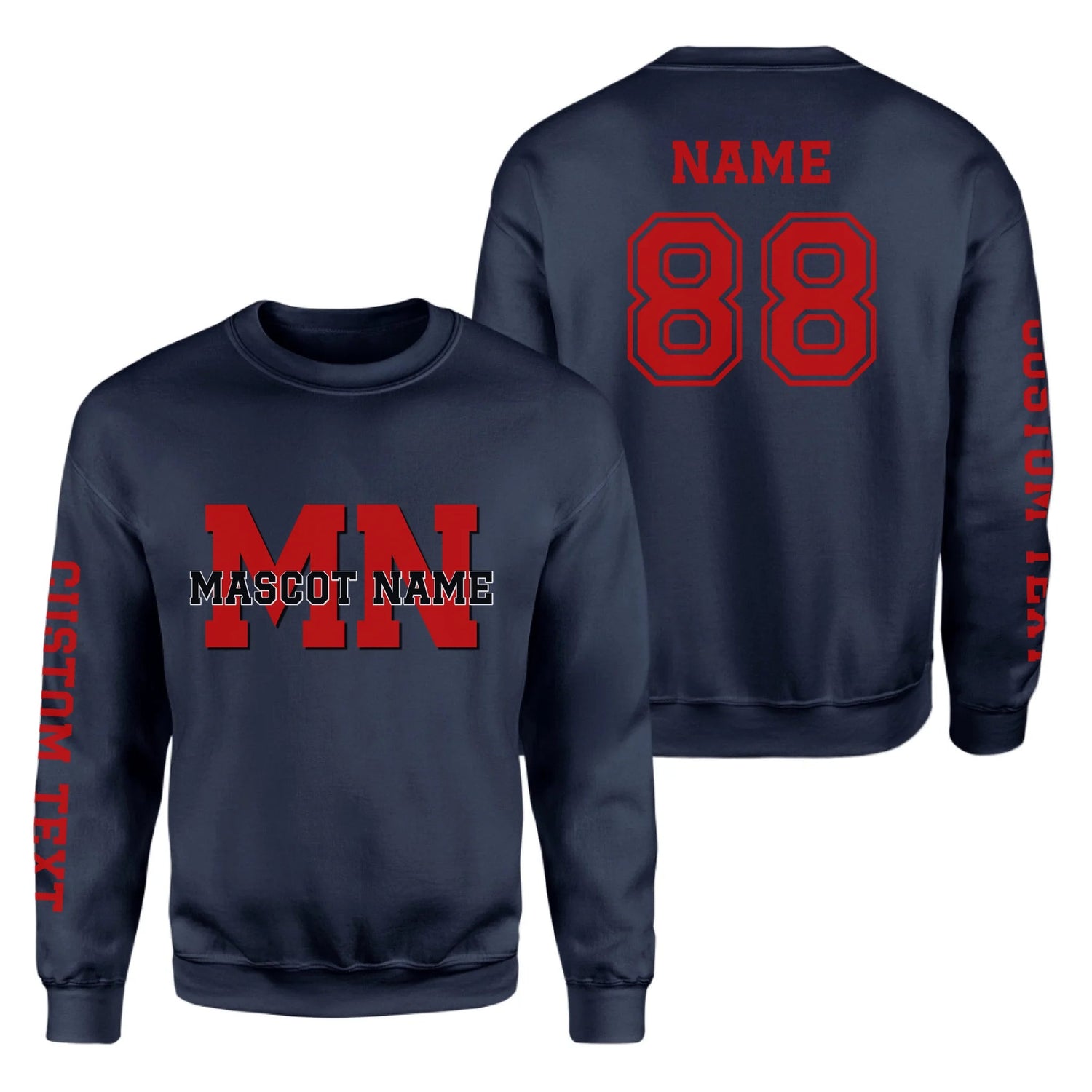 Custom School Mascot on a Sweatshirt With Initials and Mascot Name on a Sweatshirt