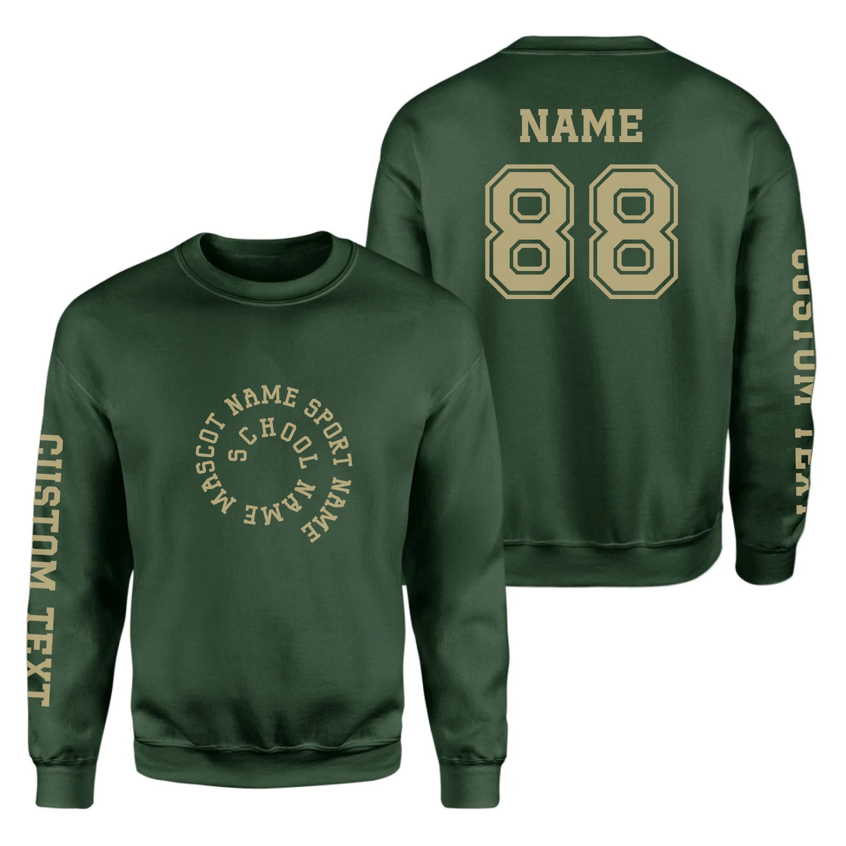 Custom School Spirit on a Sweatshirt With Spiral Text Design on a Sweatshirt