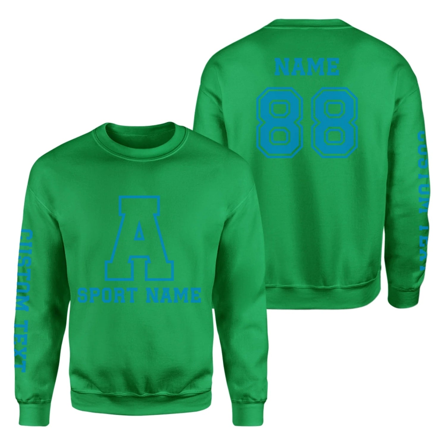 Custom School Spirit on a Sweatshirt With Initial & Sport With Classic Letter Block Design on a Sweatshirt