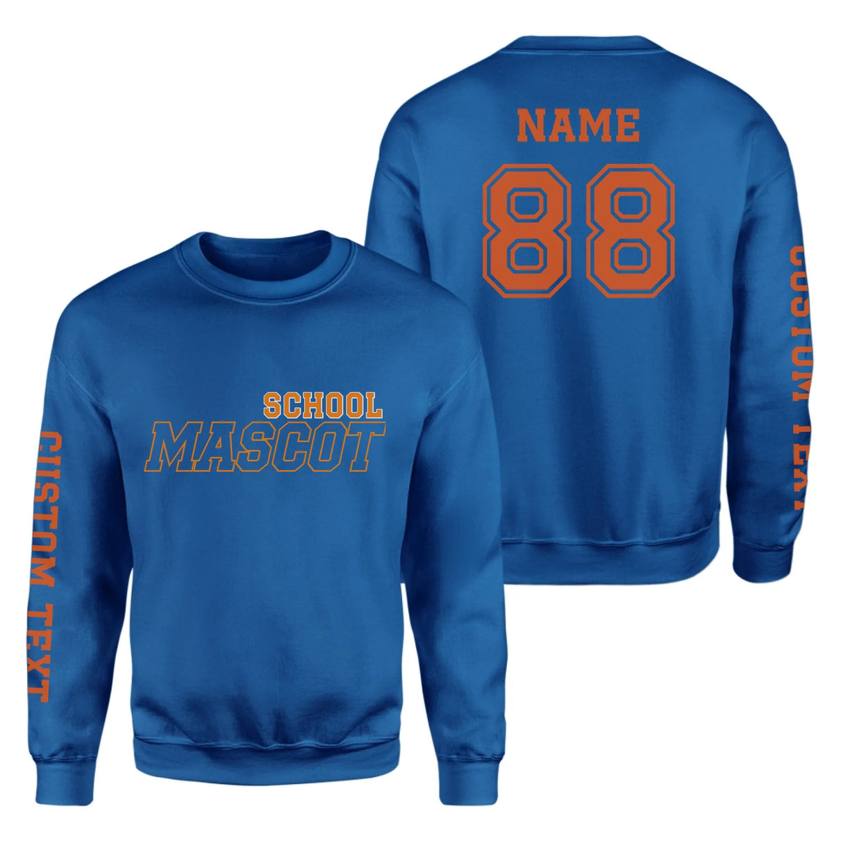 Custom School Spirit on a Sweatshirt With School and Mascot with Outline Design on a Sweatshirt