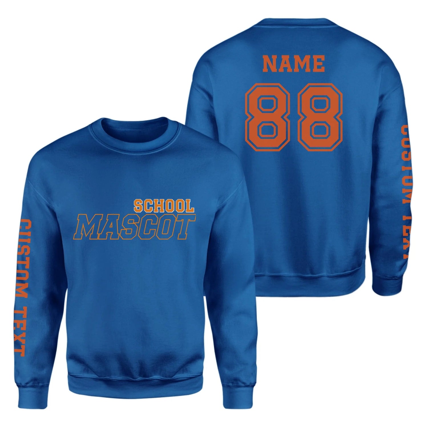 Custom School Spirit on a Sweatshirt With School and Mascot with Outline Design on a Sweatshirt