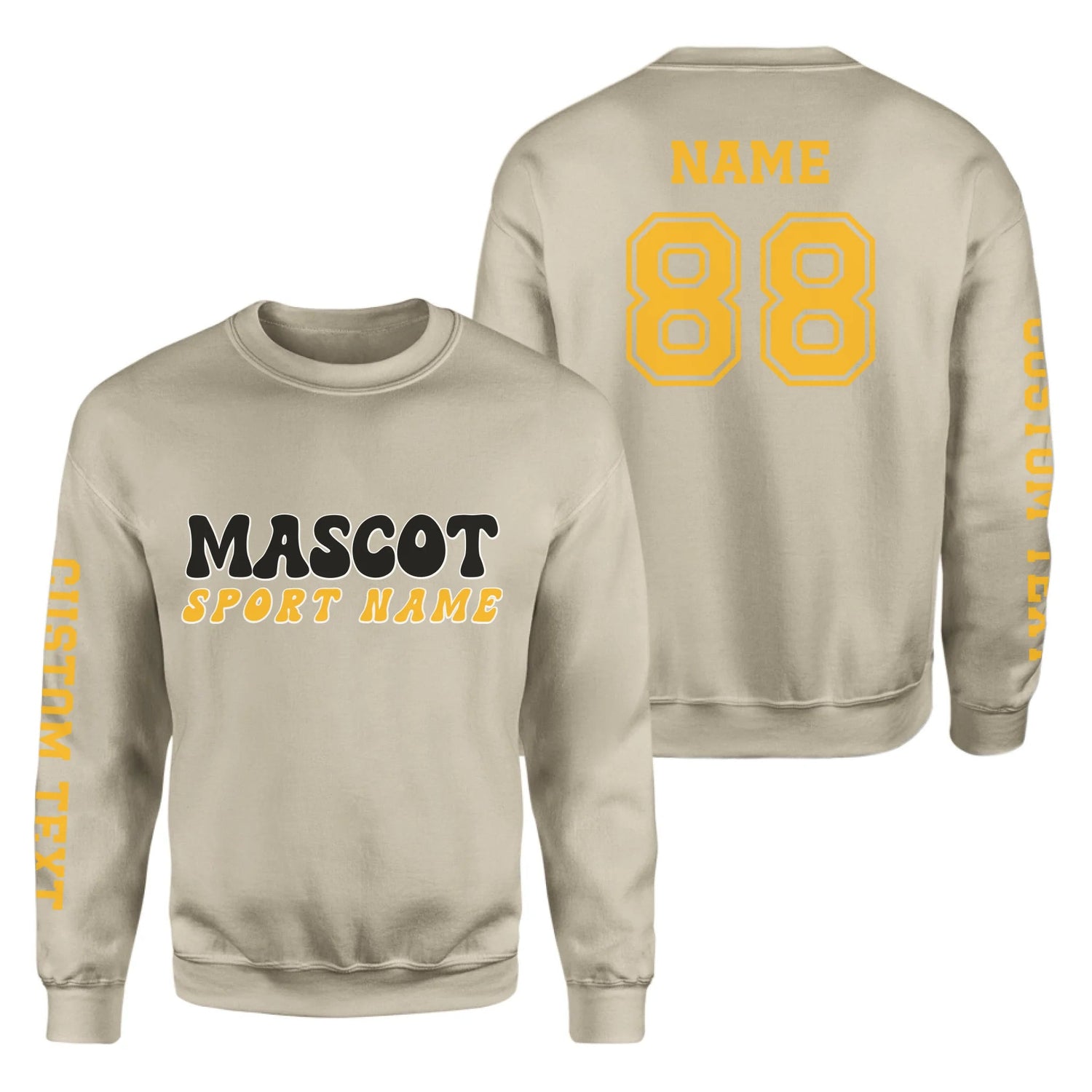 Custom School Spirit on a Sweatshirt With Mascot and Sport With Retro Design on a Sweatshirt