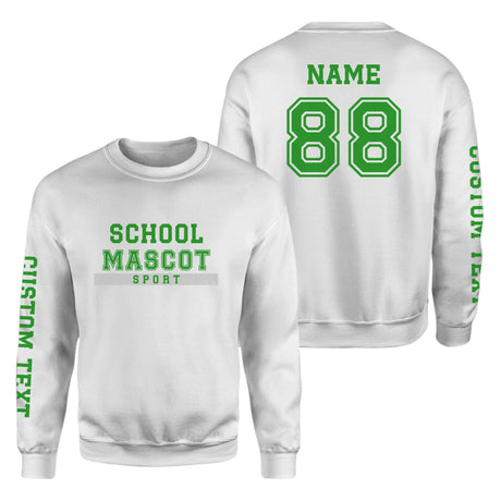 Custom School Spirit on a Sweatshirt With Mascot & Sport Name With Bold Varsity Design on a Sweatshirt