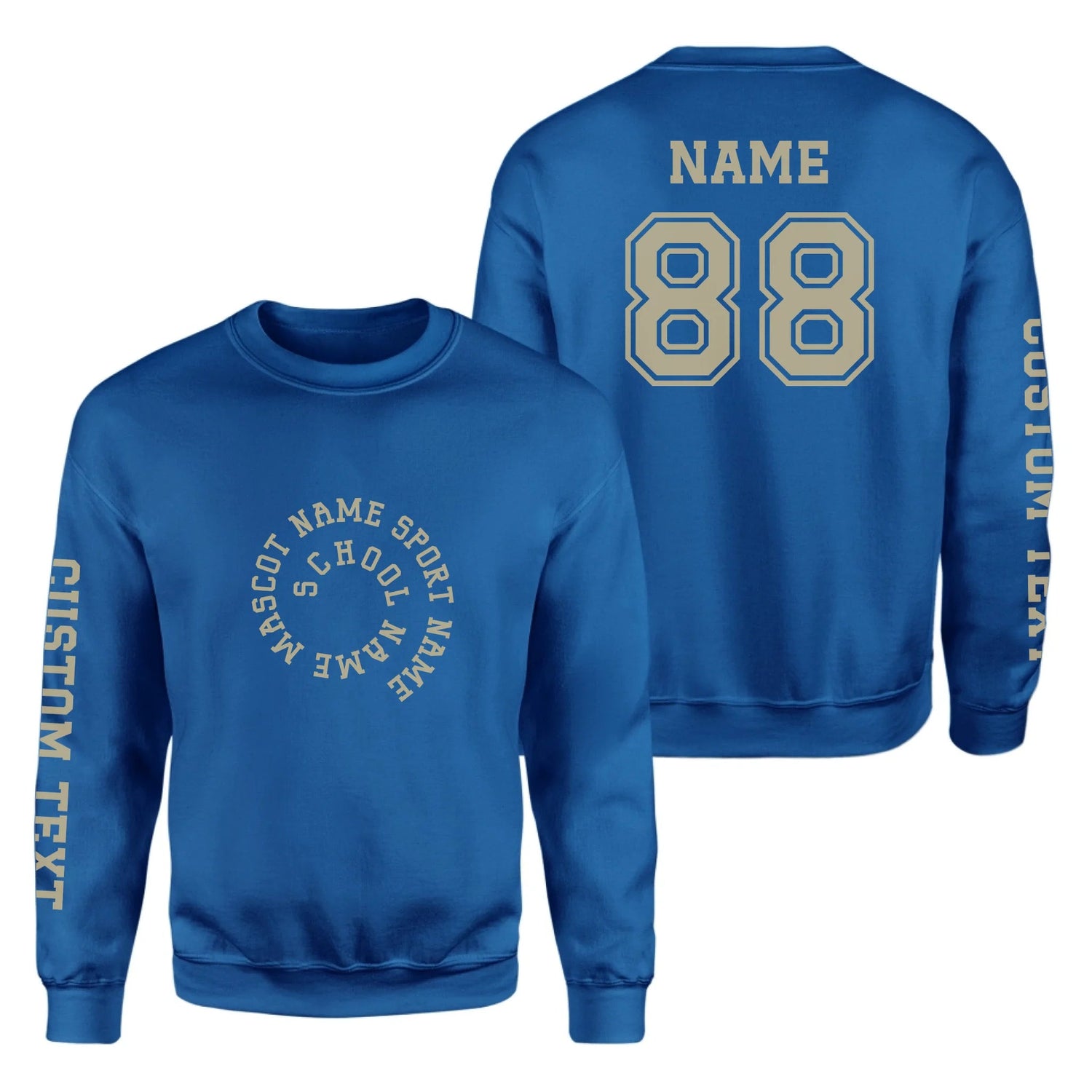 Custom School Spirit on a Sweatshirt With Spiral Text Design on a Sweatshirt