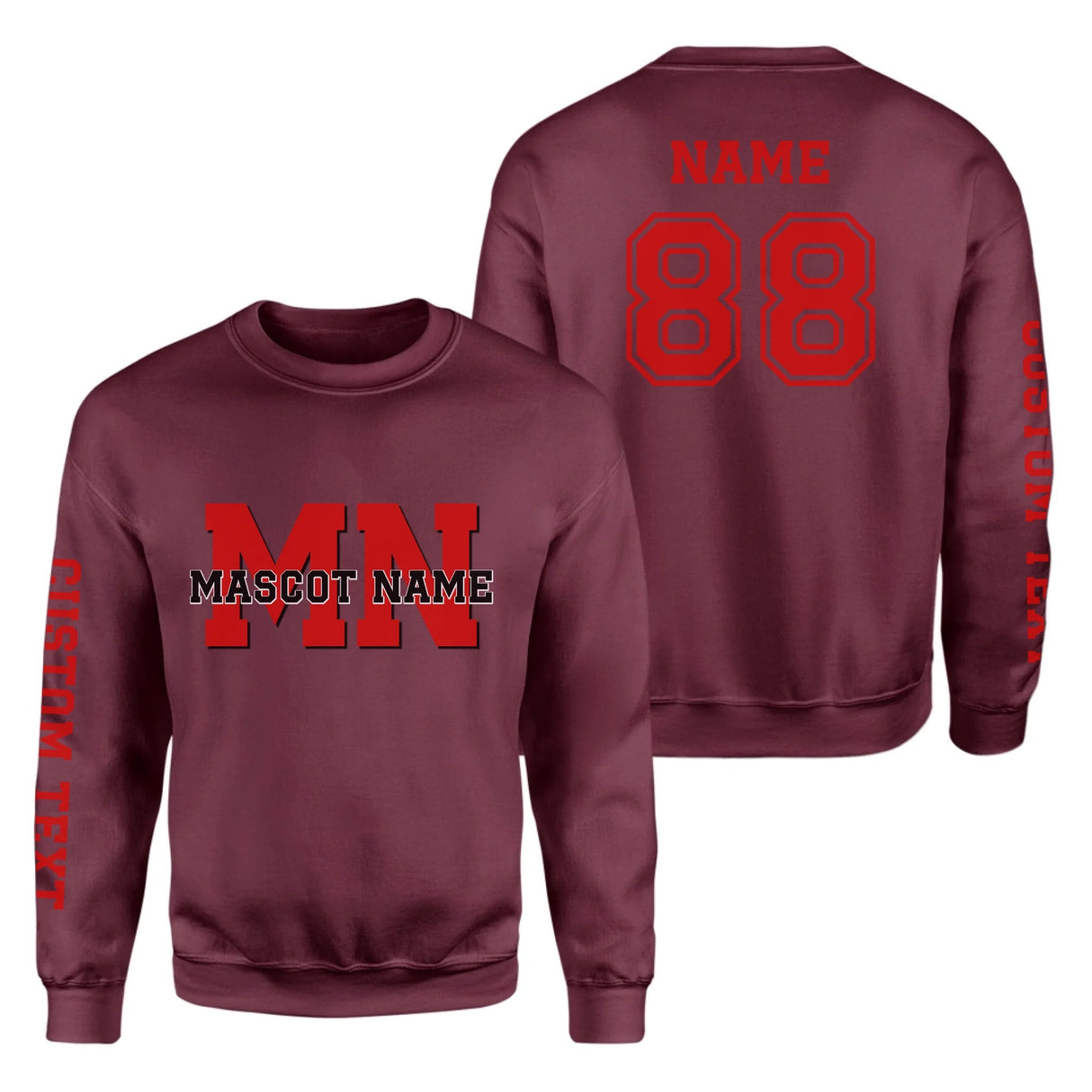 Custom School Mascot on a Sweatshirt With Initials and Mascot Name on a Sweatshirt