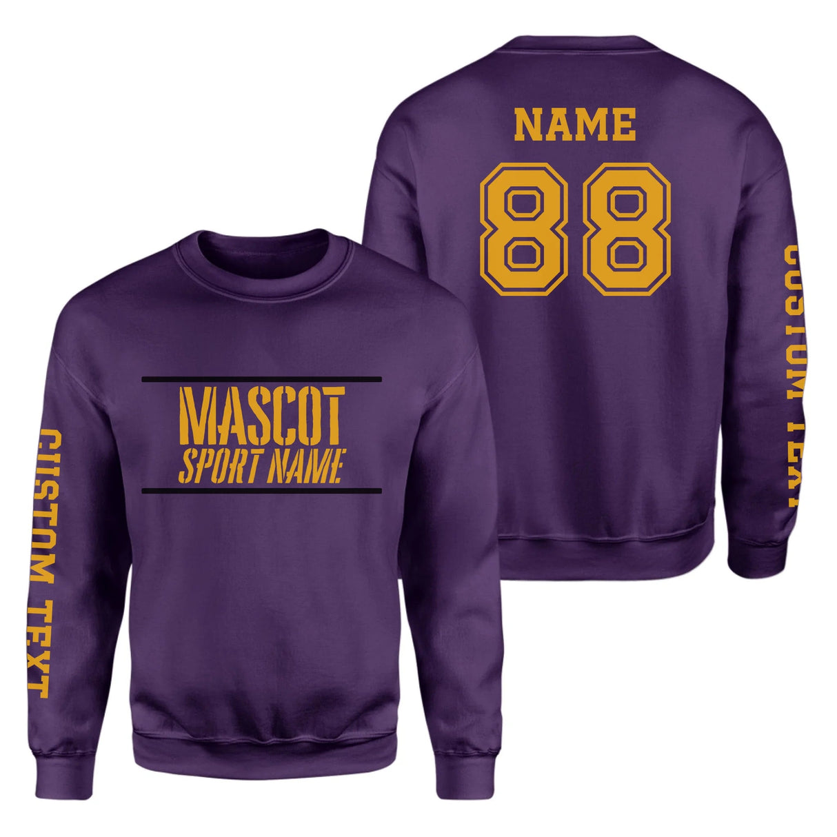 Custom School Spirit on a Sweatshirt With Mascot and Sport With Stencil Design on a Sweatshirt