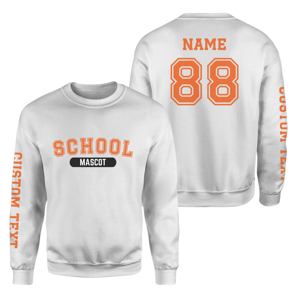 Custom School Spirit on a Sweatshirt With School and Mascot With Classic Design on a Sweatshirt
