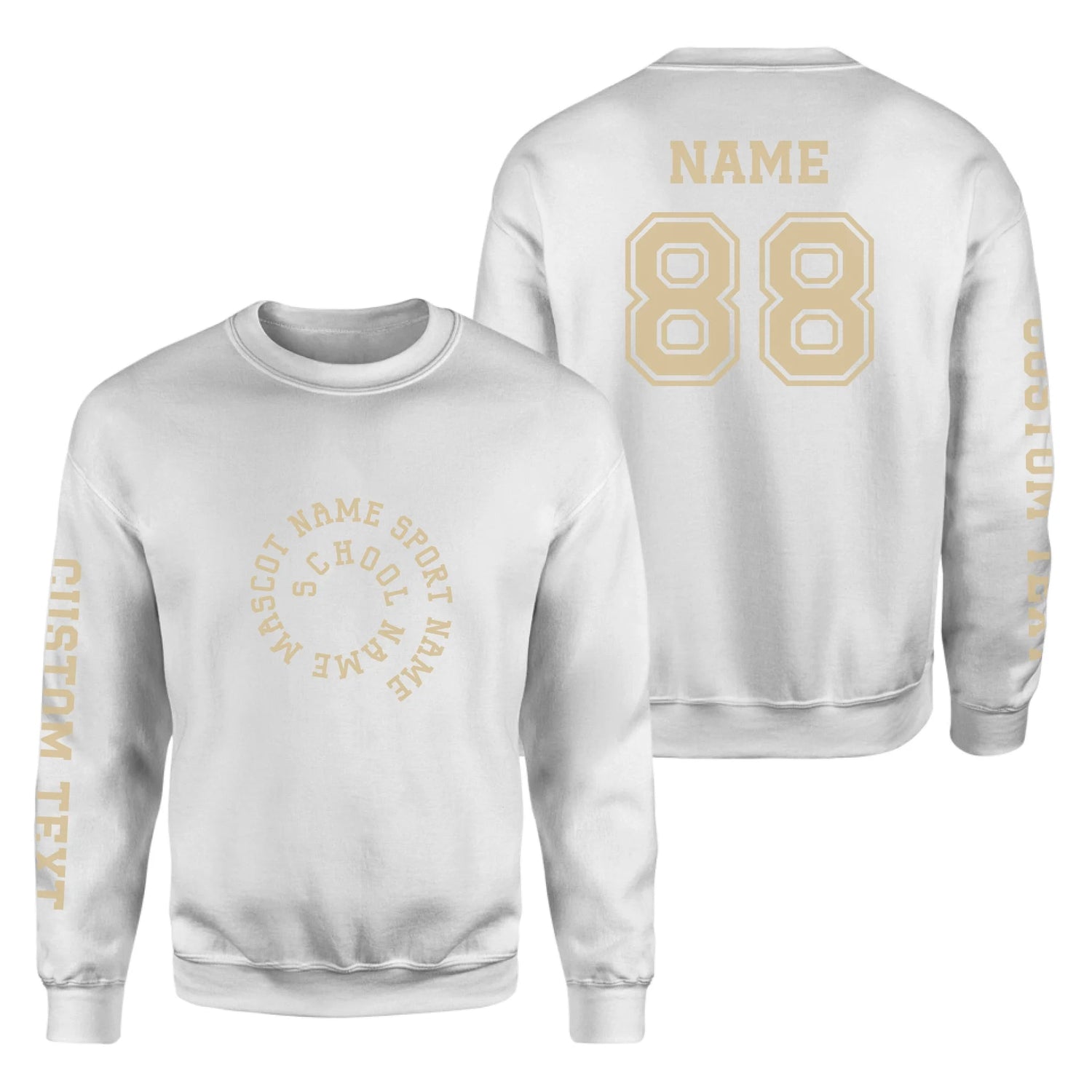 Custom School Spirit on a Sweatshirt With Spiral Text Design on a Sweatshirt