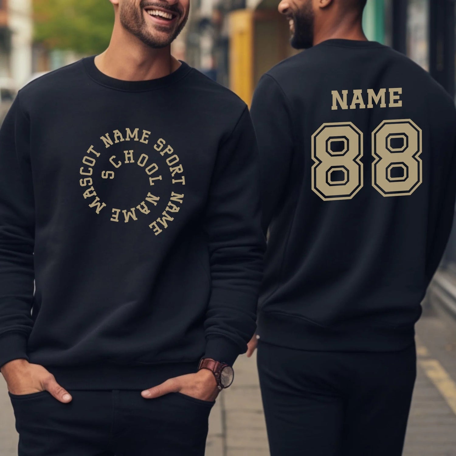 Custom School Spirit on a Sweatshirt With Spiral Text Design on a Sweatshirt