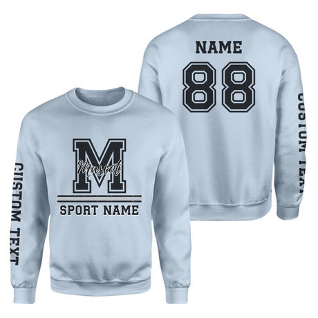 Custom School Mascot on a Sweatshirt With Large Initial, Mascot & Sport Name on a Sweatshirt