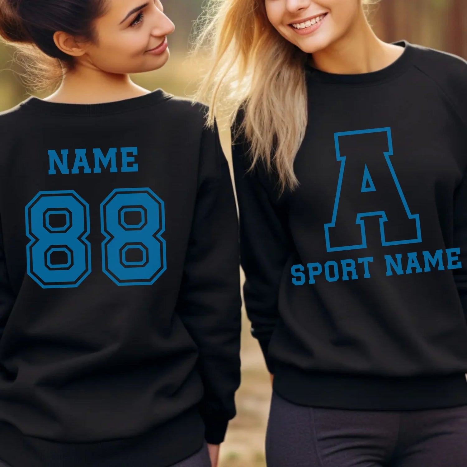 Custom School Spirit on a Sweatshirt With Initial & Sport With Classic Letter Block Design on a Sweatshirt