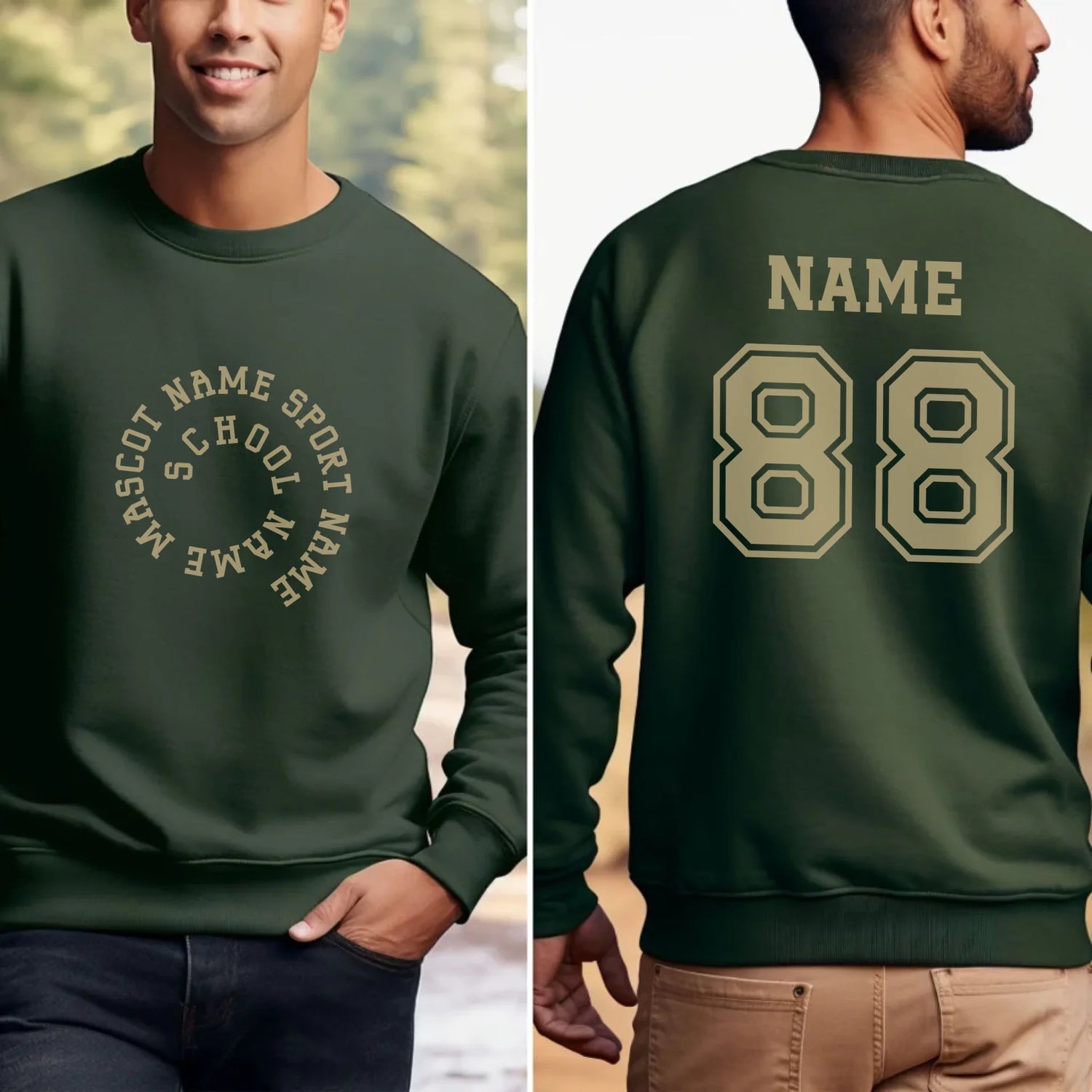 Custom School Spirit on a Sweatshirt With Spiral Text Design on a Sweatshirt