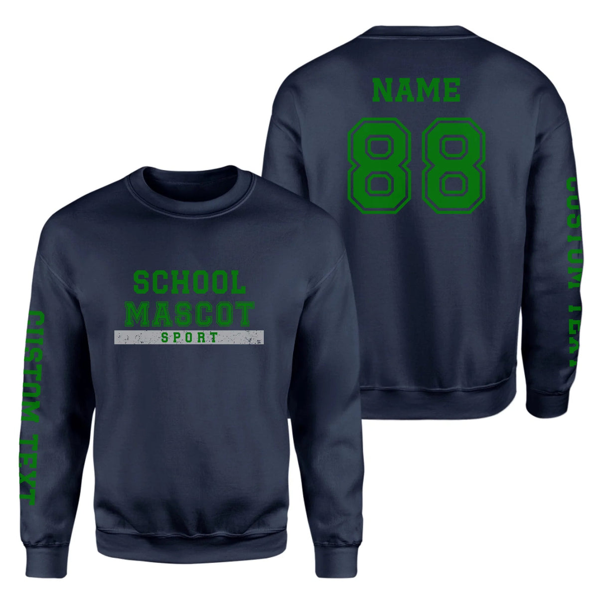 Custom School Spirit on a Sweatshirt With Mascot & Sport Name With Bold Varsity Design on a Sweatshirt