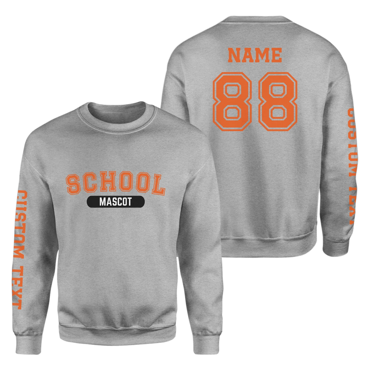 Custom School Spirit on a Sweatshirt With School and Mascot With Classic Design on a Sweatshirt