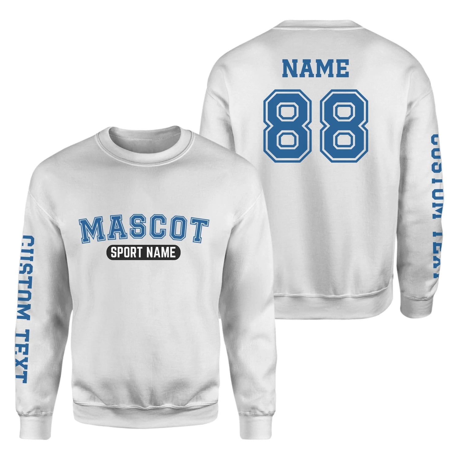 Custom School Spirit on a Sweatshirt With Mascot and Sport With Classic Design on a Sweatshirt