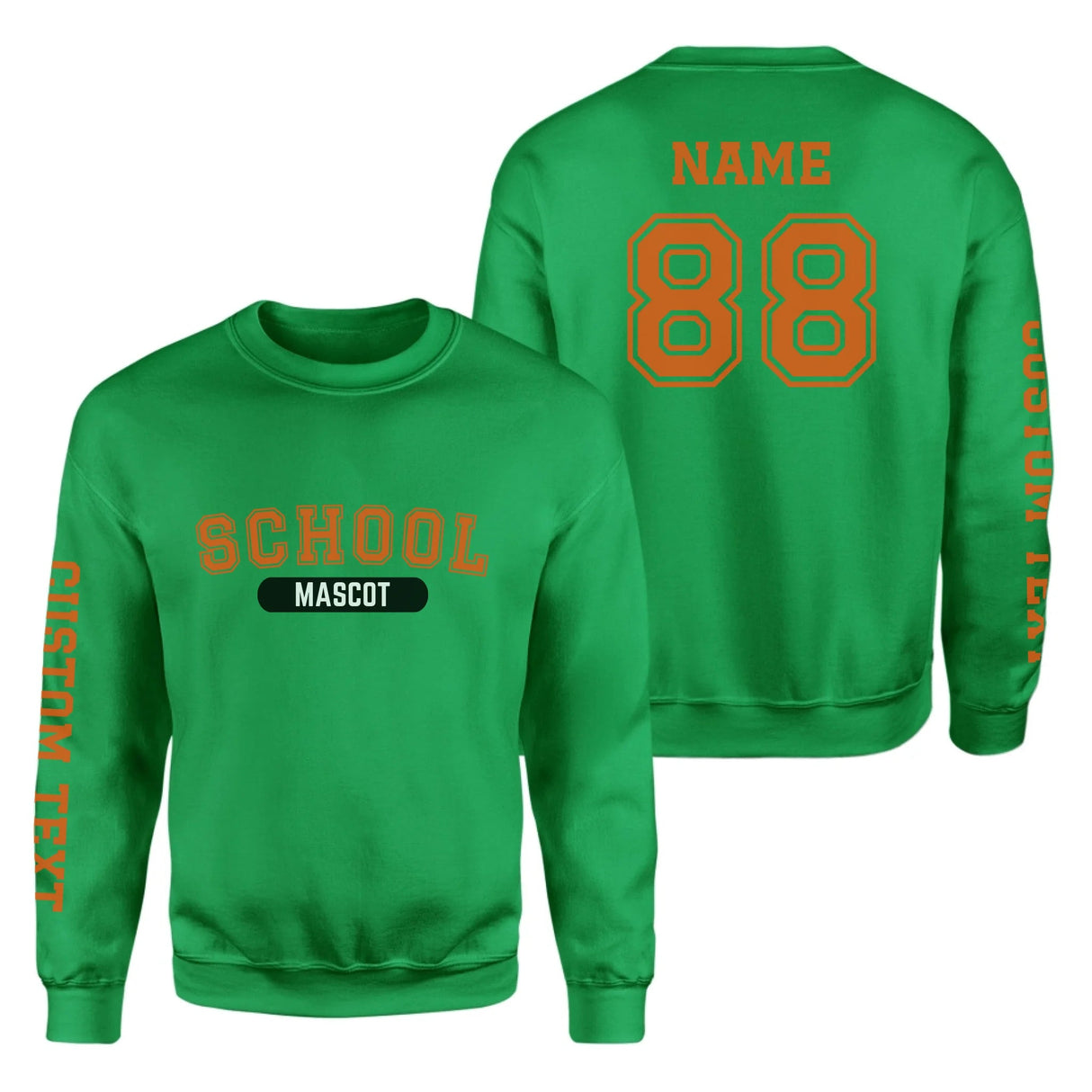 Custom School Spirit on a Sweatshirt With School and Mascot With Classic Design on a Sweatshirt