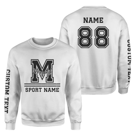 Custom School Mascot on a Sweatshirt With Large Initial, Mascot & Sport Name on a Sweatshirt
