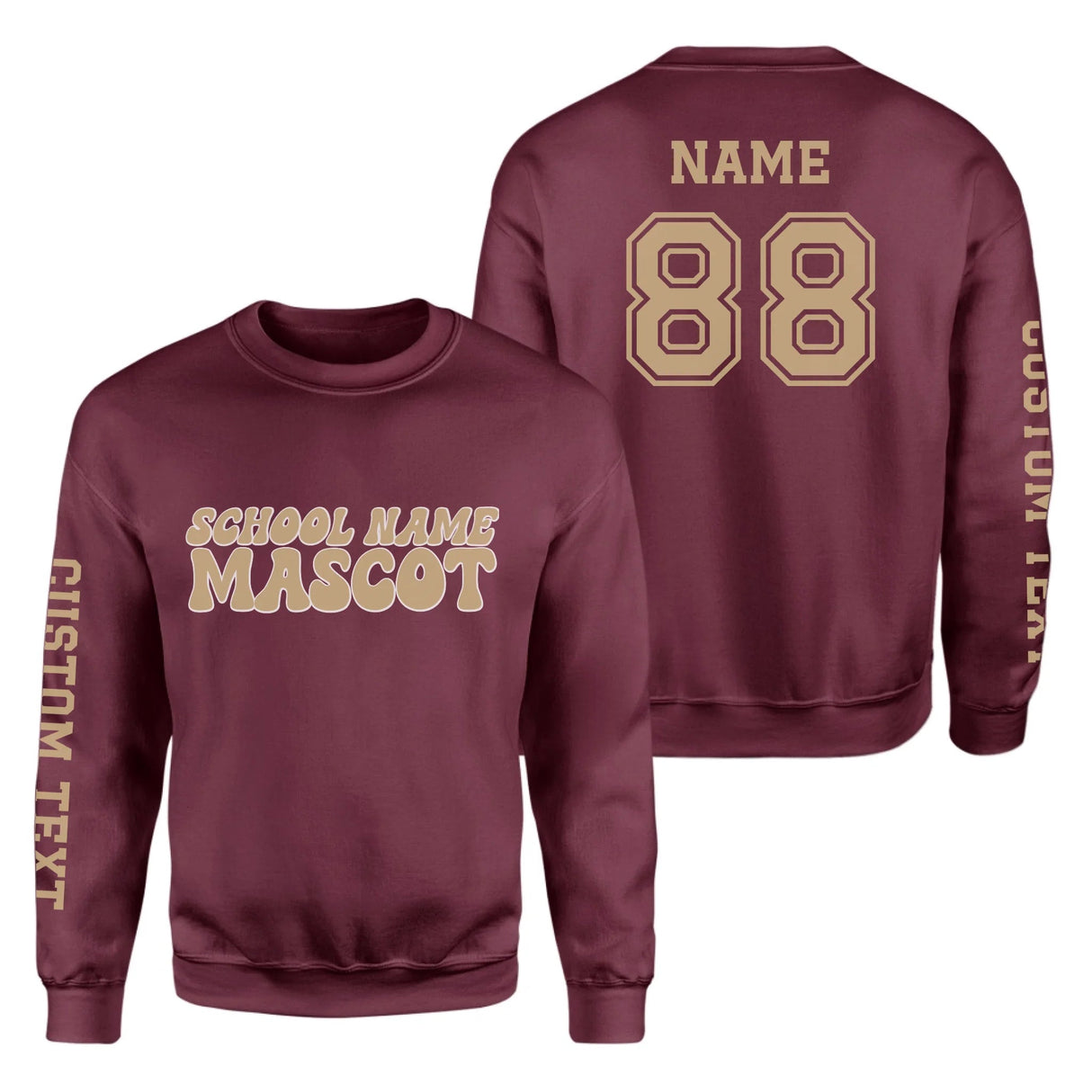 Custom School Spirit on a Sweatshirt With School and Mascot Name With Retro Design on a Sweatshirt