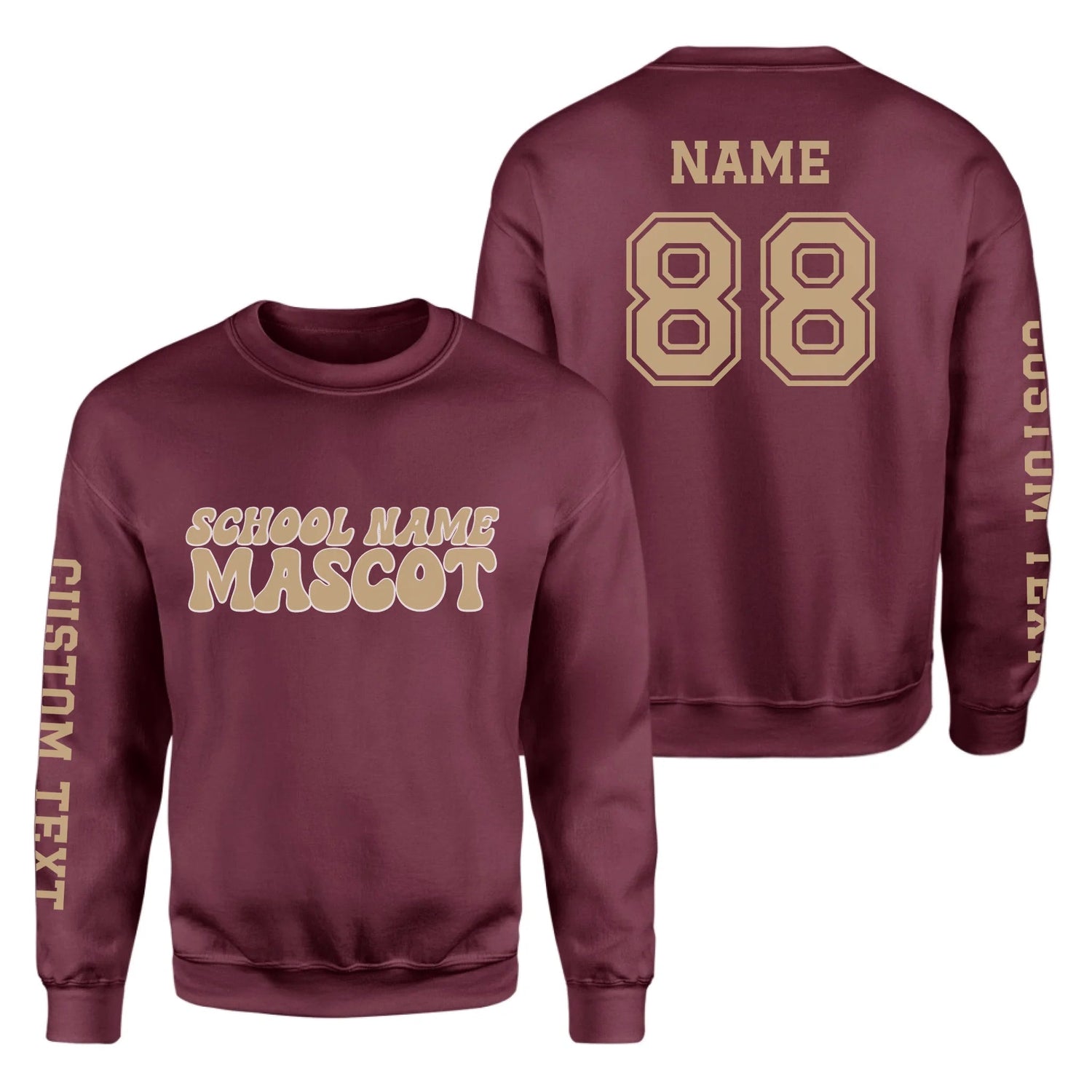 Custom School Spirit on a Sweatshirt With School and Mascot Name With Retro Design on a Sweatshirt