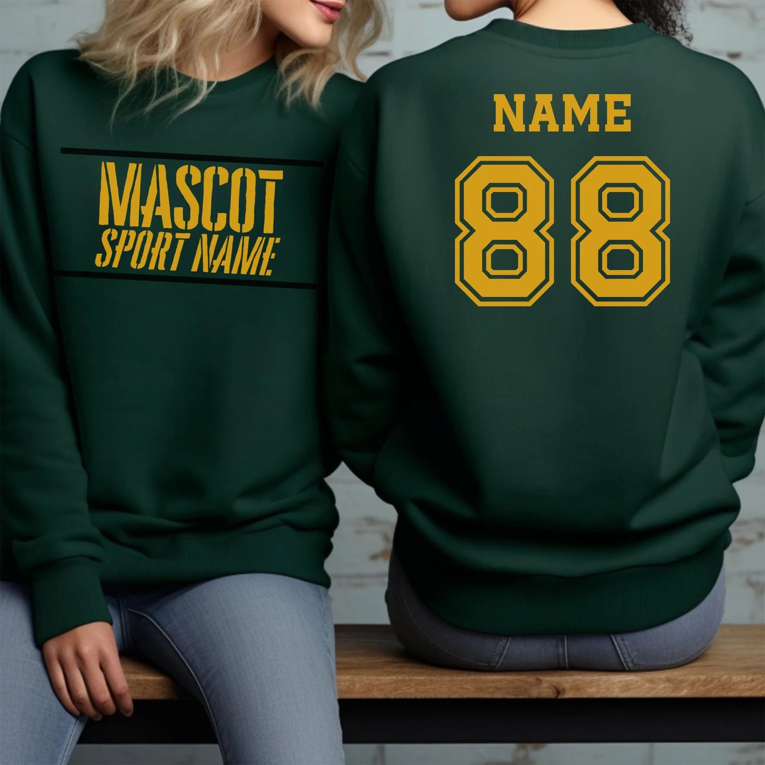 Custom School Spirit on a Sweatshirt With Mascot and Sport With Stencil Design on a Sweatshirt