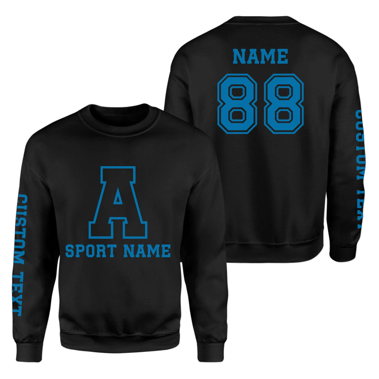 Custom School Spirit on a Sweatshirt With Initial & Sport With Classic Letter Block Design on a Sweatshirt