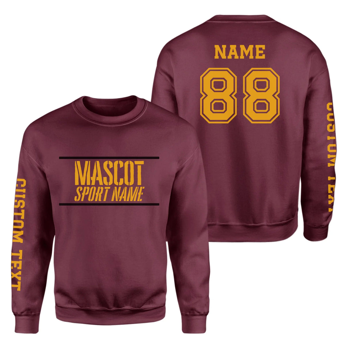 Custom School Spirit on a Sweatshirt With Mascot and Sport With Stencil Design on a Sweatshirt