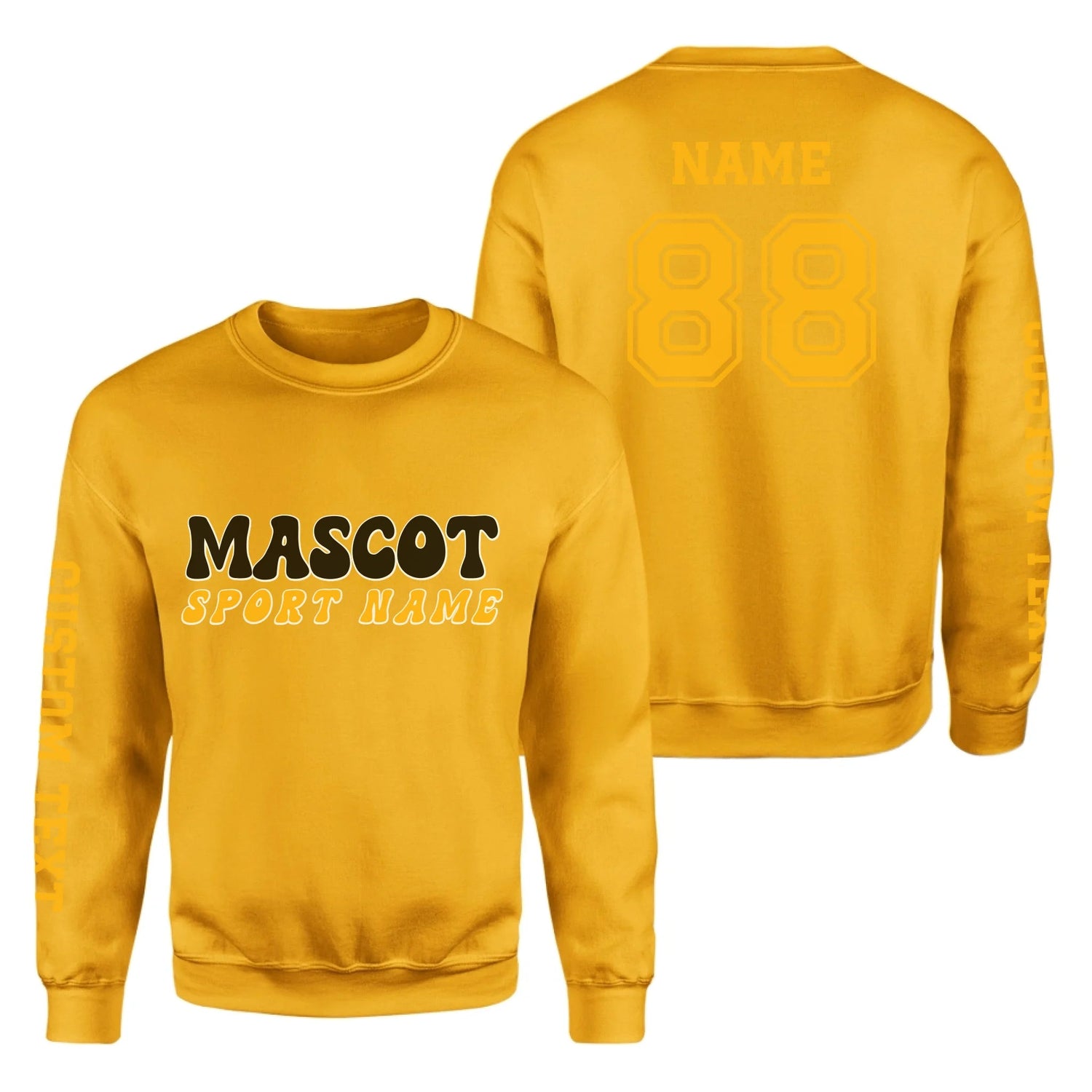 Custom School Spirit on a Sweatshirt With Mascot and Sport With Retro Design on a Sweatshirt