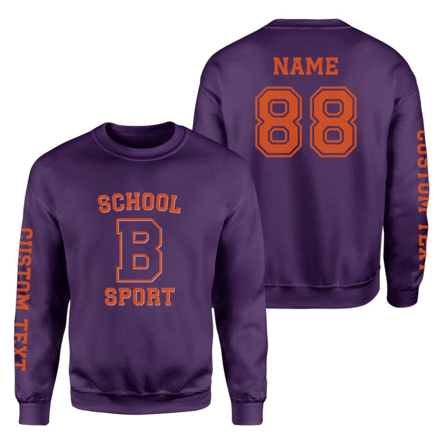 Custom School Spirit on a Sweatshirt With School, Initial & Sport Name With Collegiate Letter Design on a Sweatshirt