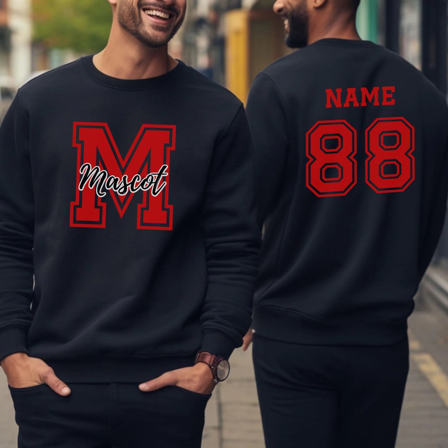 Custom School Mascot on a Sweatshirt With Large Initial and Mascot Name on a Sweatshirt