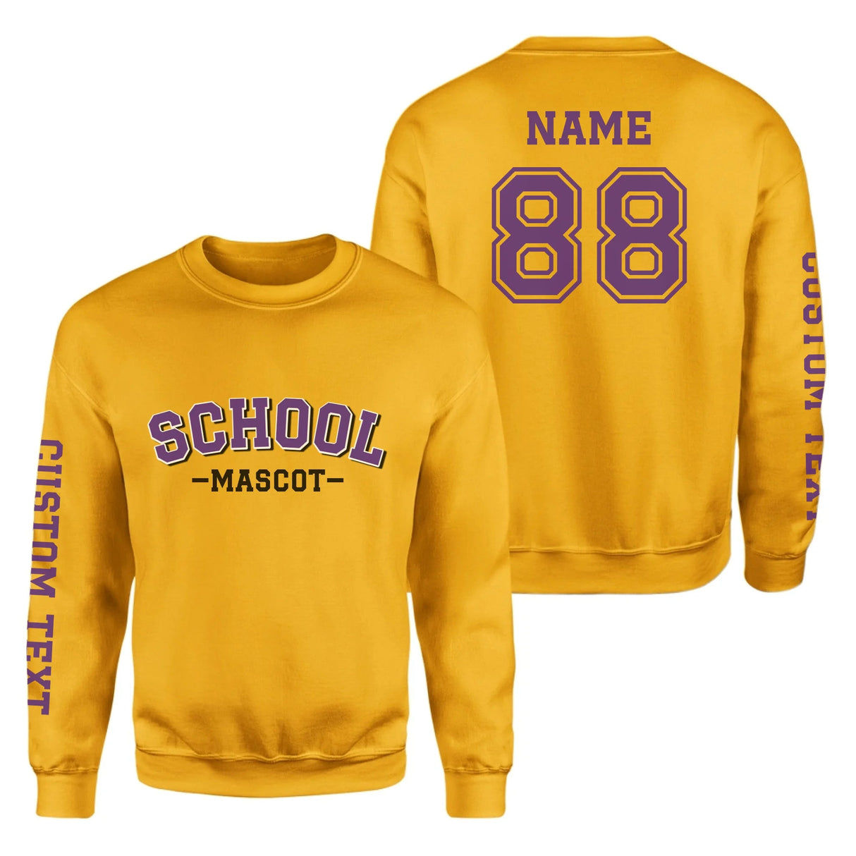 Custom School Spirit on a Sweatshirt With School and Mascot Name With Classic Arch Design on a Sweatshirt