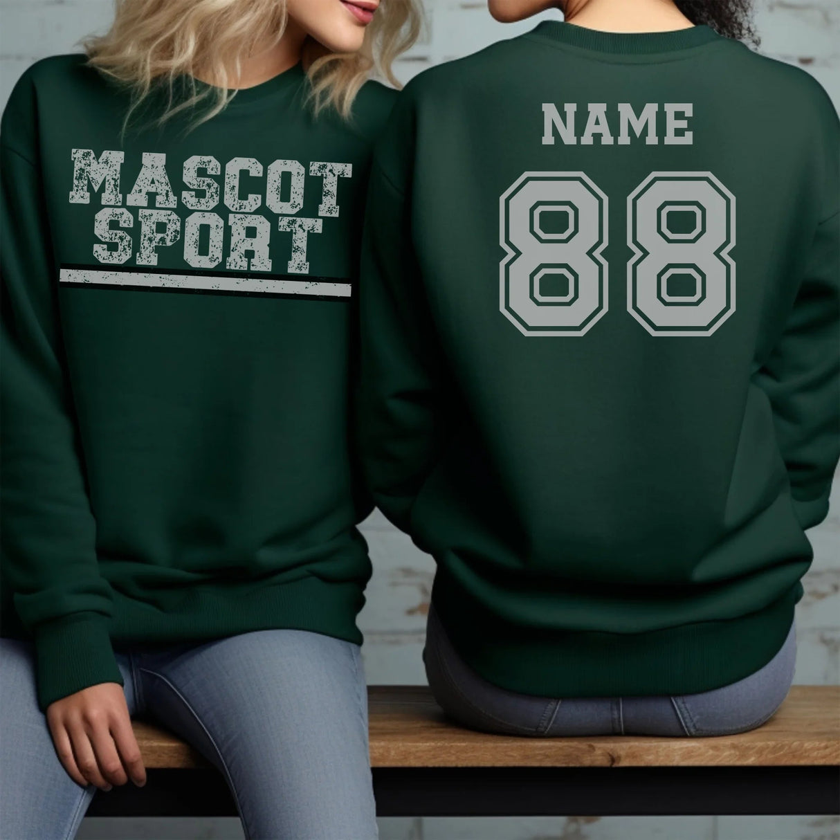 Custom School Spirit on a Sweatshirt With Mascot and Sport with Grunge Design on a Sweatshirt