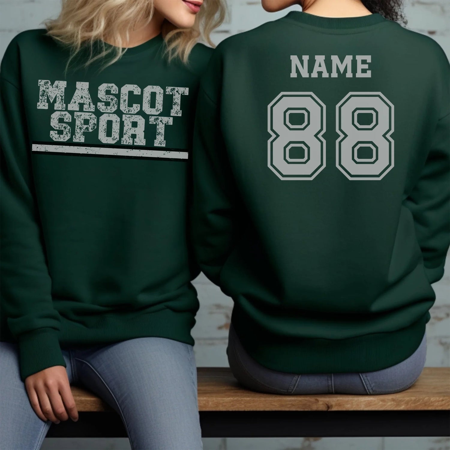 Custom School Spirit on a Sweatshirt With Mascot and Sport with Grunge Design on a Sweatshirt