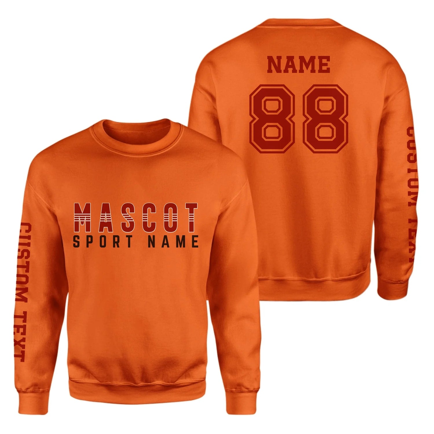 Custom School Spirit on a Sweatshirt With Mascot and Sport With Striped Text Design on a Sweatshirt