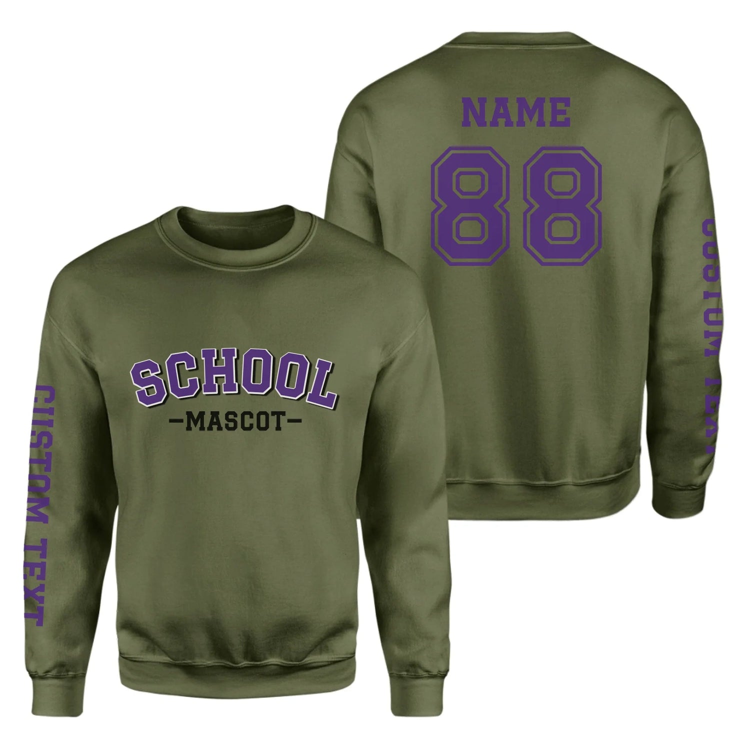 Custom School Spirit on a Sweatshirt With School and Mascot Name With Classic Arch Design on a Sweatshirt