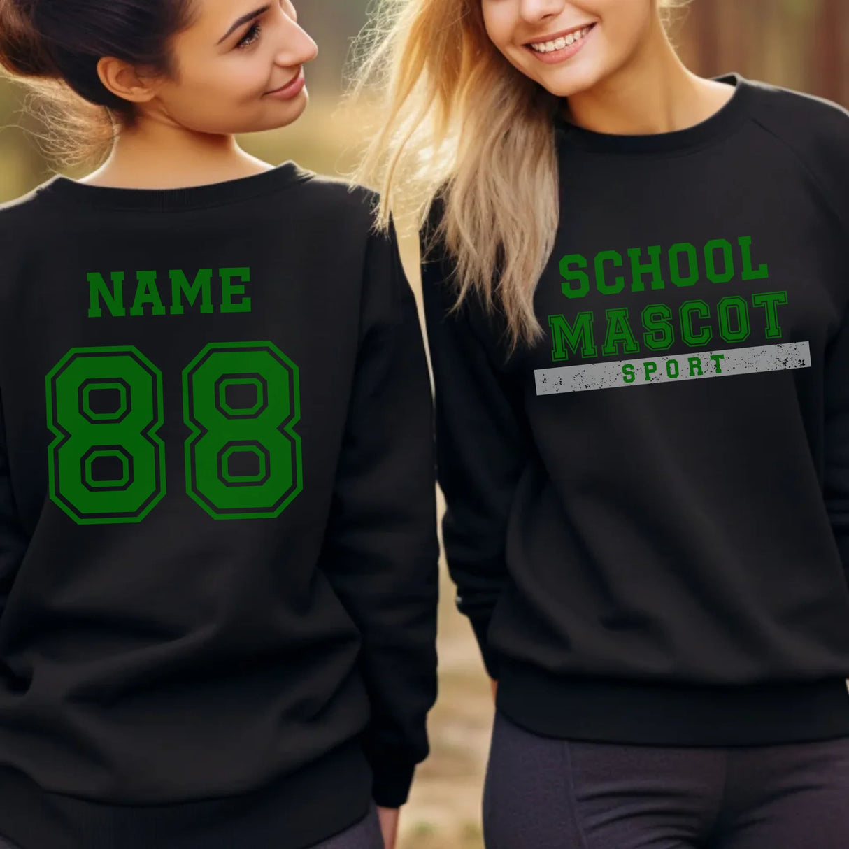 Custom School Spirit on a Sweatshirt With Mascot & Sport Name With Bold Varsity Design on a Sweatshirt