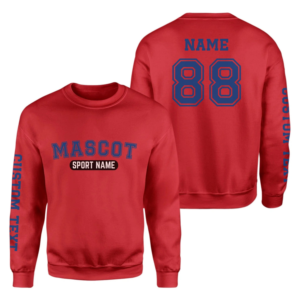 Custom School Spirit on a Sweatshirt With Mascot and Sport With Classic Design on a Sweatshirt