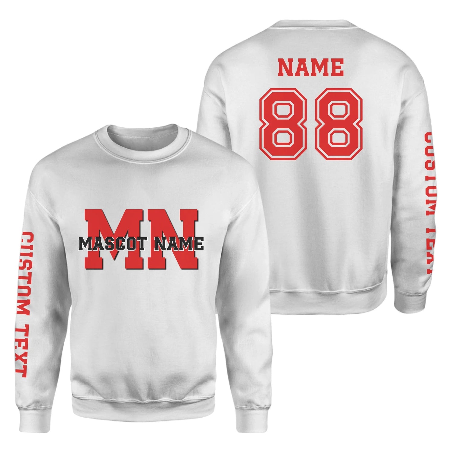 Custom School Mascot on a Sweatshirt With Initials and Mascot Name on a Sweatshirt