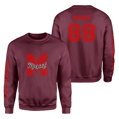 Custom School Mascot on a Sweatshirt With Large Initial and Mascot Name on a Sweatshirt