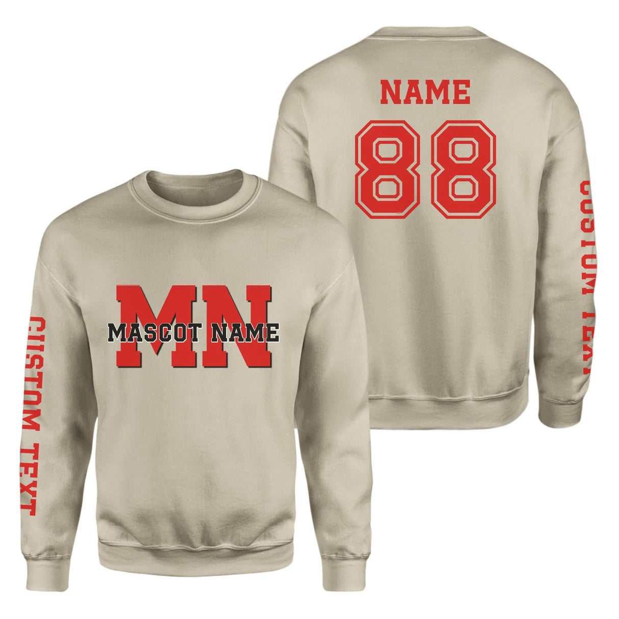 Custom School Mascot on a Sweatshirt With Initials and Mascot Name on a Sweatshirt