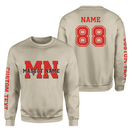 Custom School Mascot on a Sweatshirt With Initials and Mascot Name on a Sweatshirt