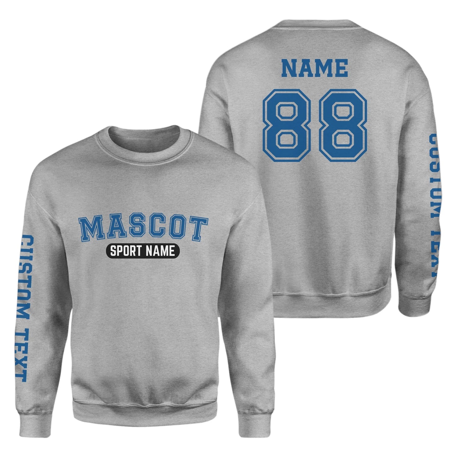 Custom School Spirit on a Sweatshirt With Mascot and Sport With Classic Design on a Sweatshirt