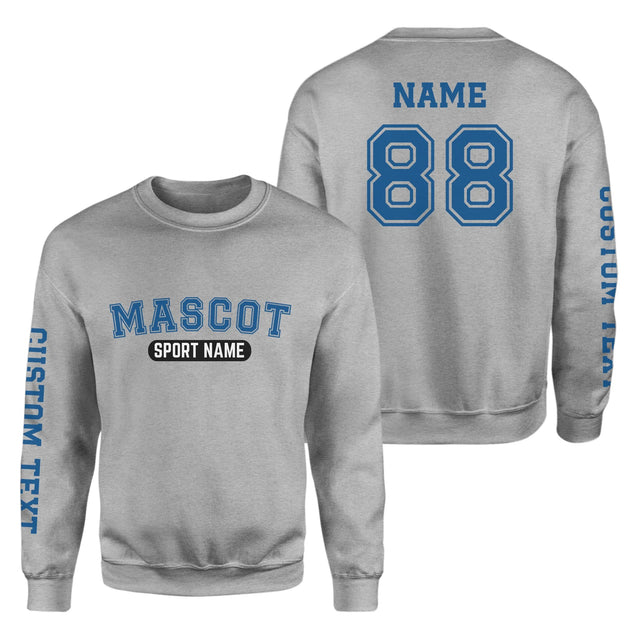 Custom School Spirit on a Sweatshirt With Mascot and Sport With Classic Design on a Sweatshirt