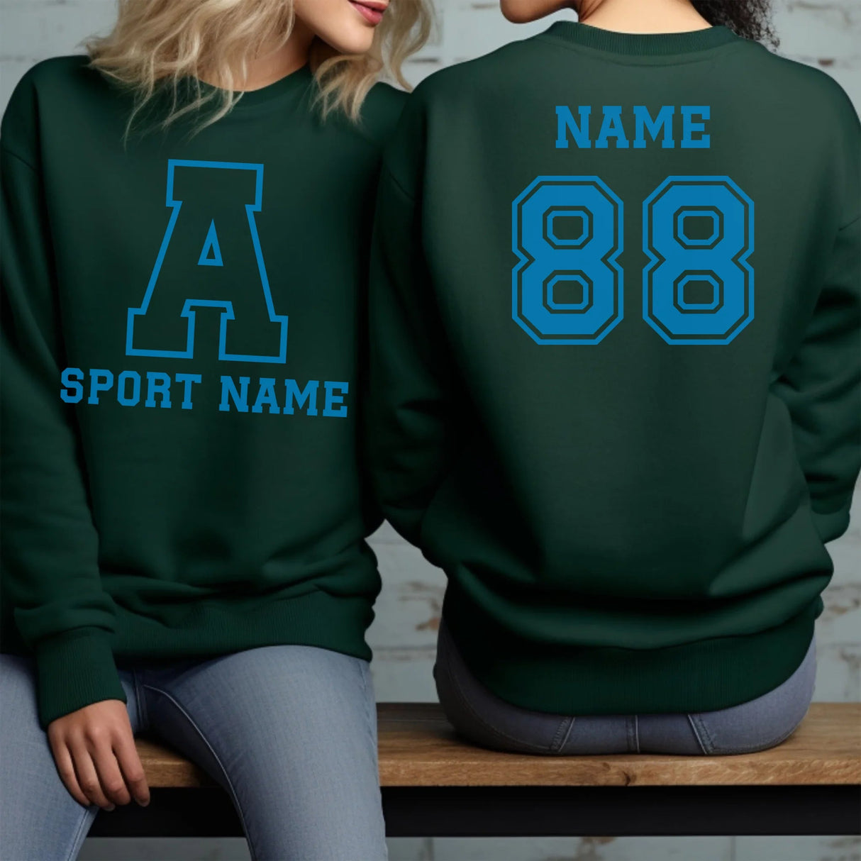 Custom School Spirit on a Sweatshirt With Initial & Sport With Classic Letter Block Design on a Sweatshirt