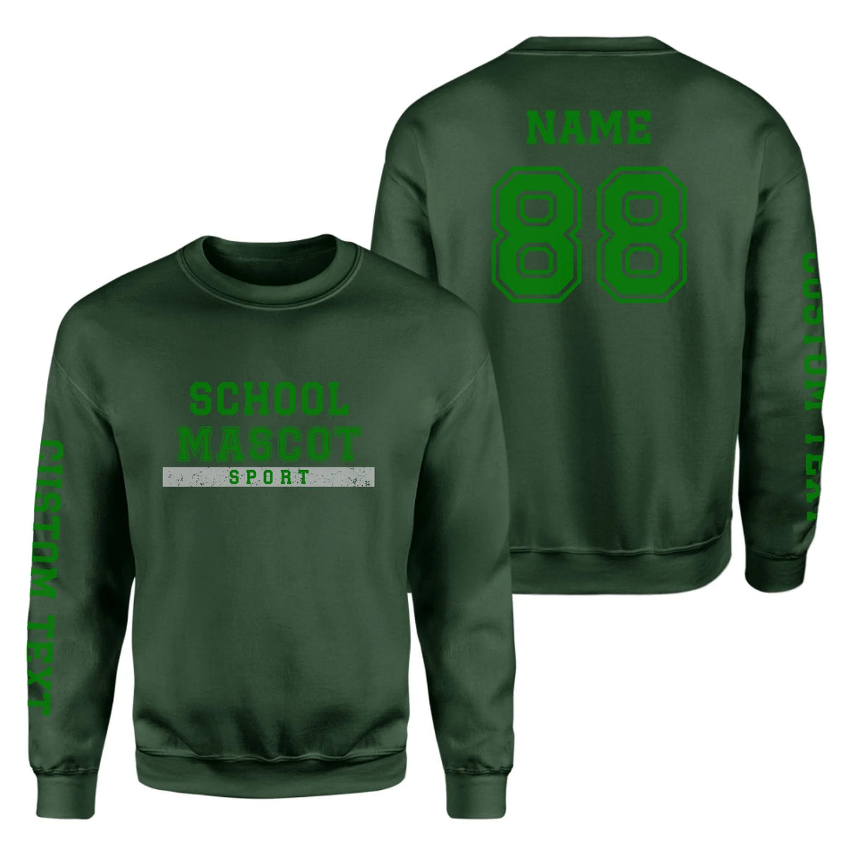 Custom School Spirit on a Sweatshirt With Mascot & Sport Name With Bold Varsity Design on a Sweatshirt