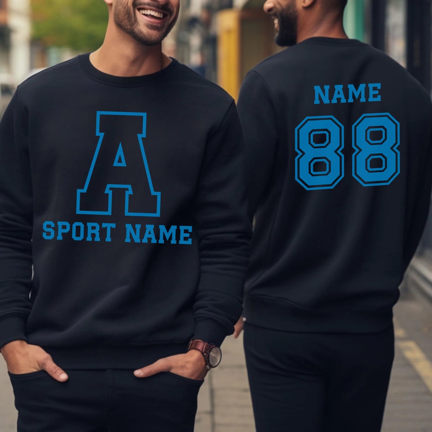 Custom School Spirit on a Sweatshirt With Initial & Sport With Classic Letter Block Design on a Sweatshirt
