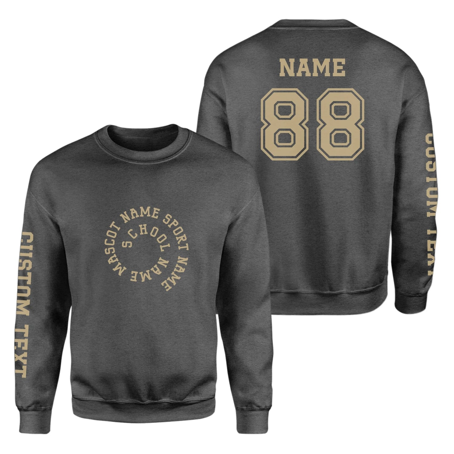 Custom School Spirit on a Sweatshirt With Spiral Text Design on a Sweatshirt
