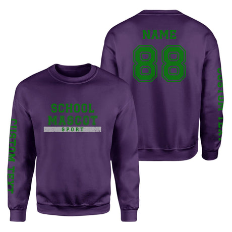 Custom School Spirit on a Sweatshirt With Mascot & Sport Name With Bold Varsity Design on a Sweatshirt