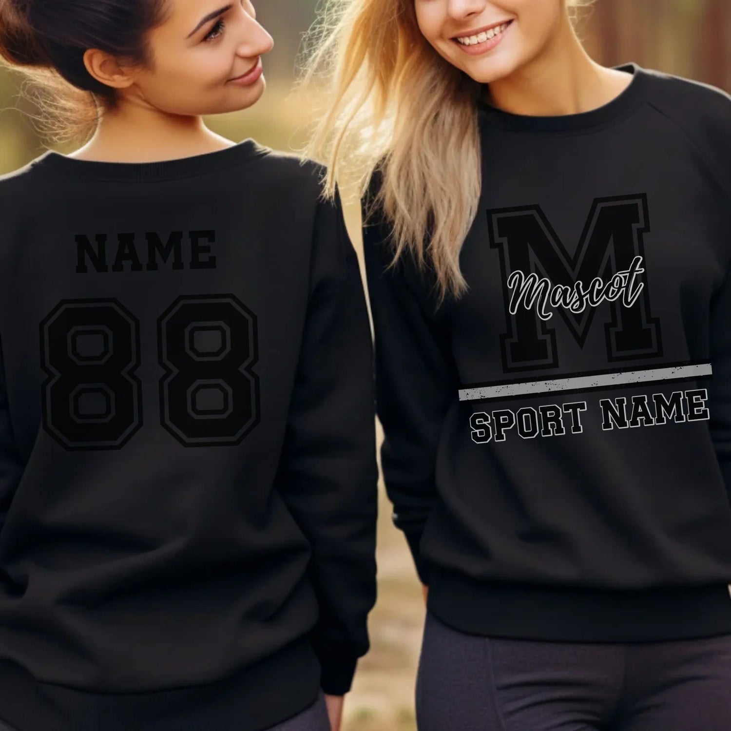 Custom School Mascot on a Sweatshirt With Large Initial, Mascot & Sport Name on a Sweatshirt