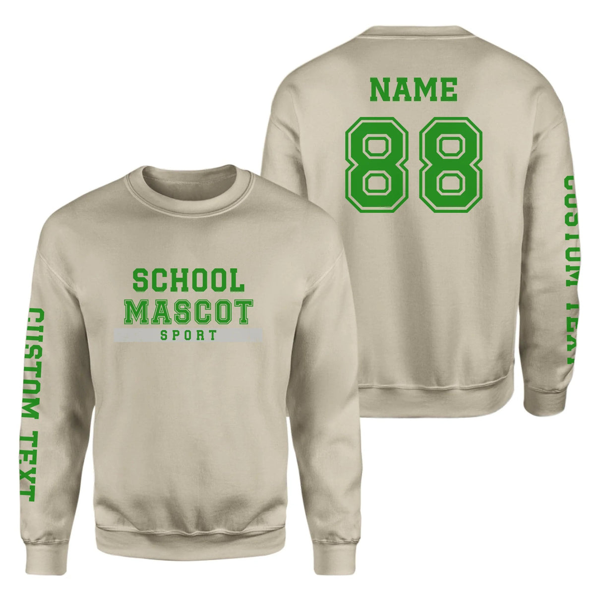 Custom School Spirit on a Sweatshirt With Mascot & Sport Name With Bold Varsity Design on a Sweatshirt